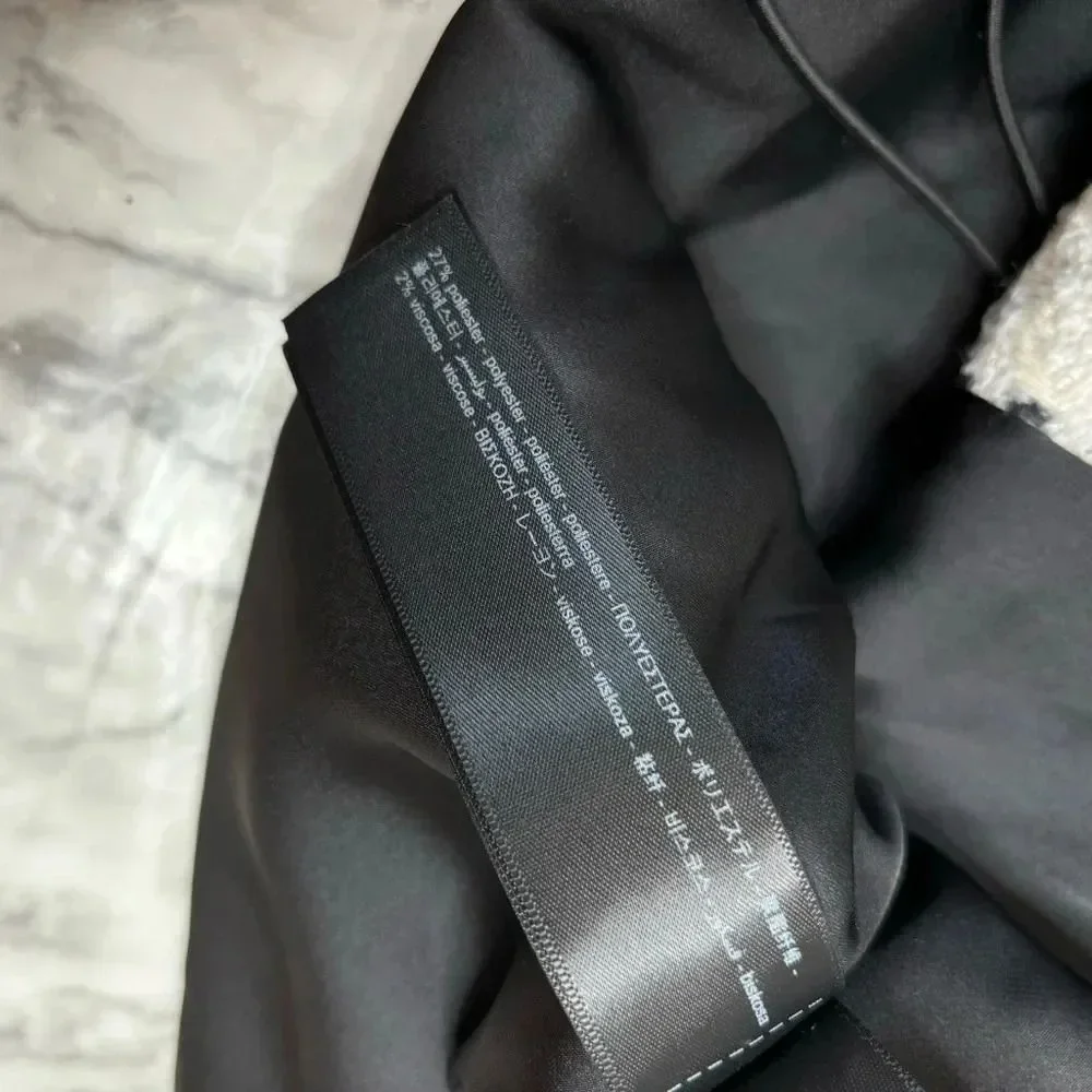 Massimo Dutti Black White textured Studio Jacket Plaid Coat size Small NWT